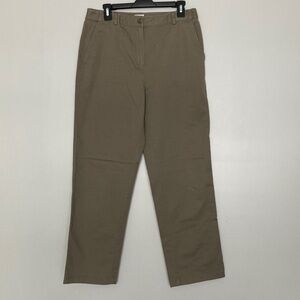 L.L. Bean Trousers Flat Front Khaki Tan Women’s 10 Classic Fit Stretchy Waist